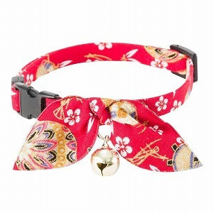 Necoichi Oribon Kimono Bow Tie Cat Collar (Red)