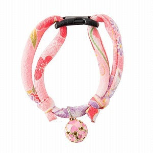 Necoichi Chirimen Cat Collar with Clover Bell (Pastel Pink)