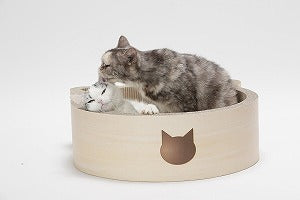 Necoichi Cat-headed Scratcher Bed Large (Birch)