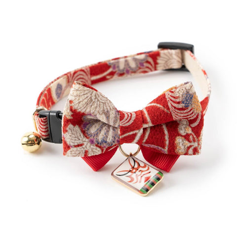 Necoichi Kabuki Charm Bow Tie Cat Collar (Red)
