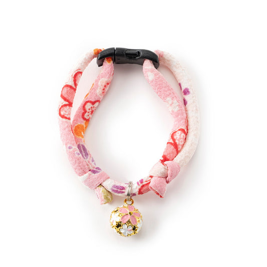 Necoichi Chirimen Sakura Cat Collar (Pink)