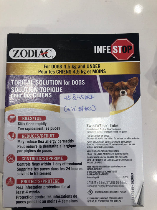 Zodiac Infestop Adulticide Dogs Under 4.5kg