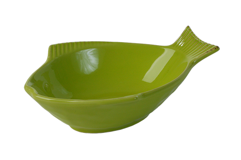 One for Pets Yellow Fish Shape Bowls - Green - Large